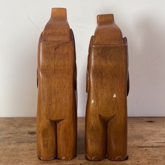 Vintage Carved Wood Elephant Bookends - Picture 4 of 12